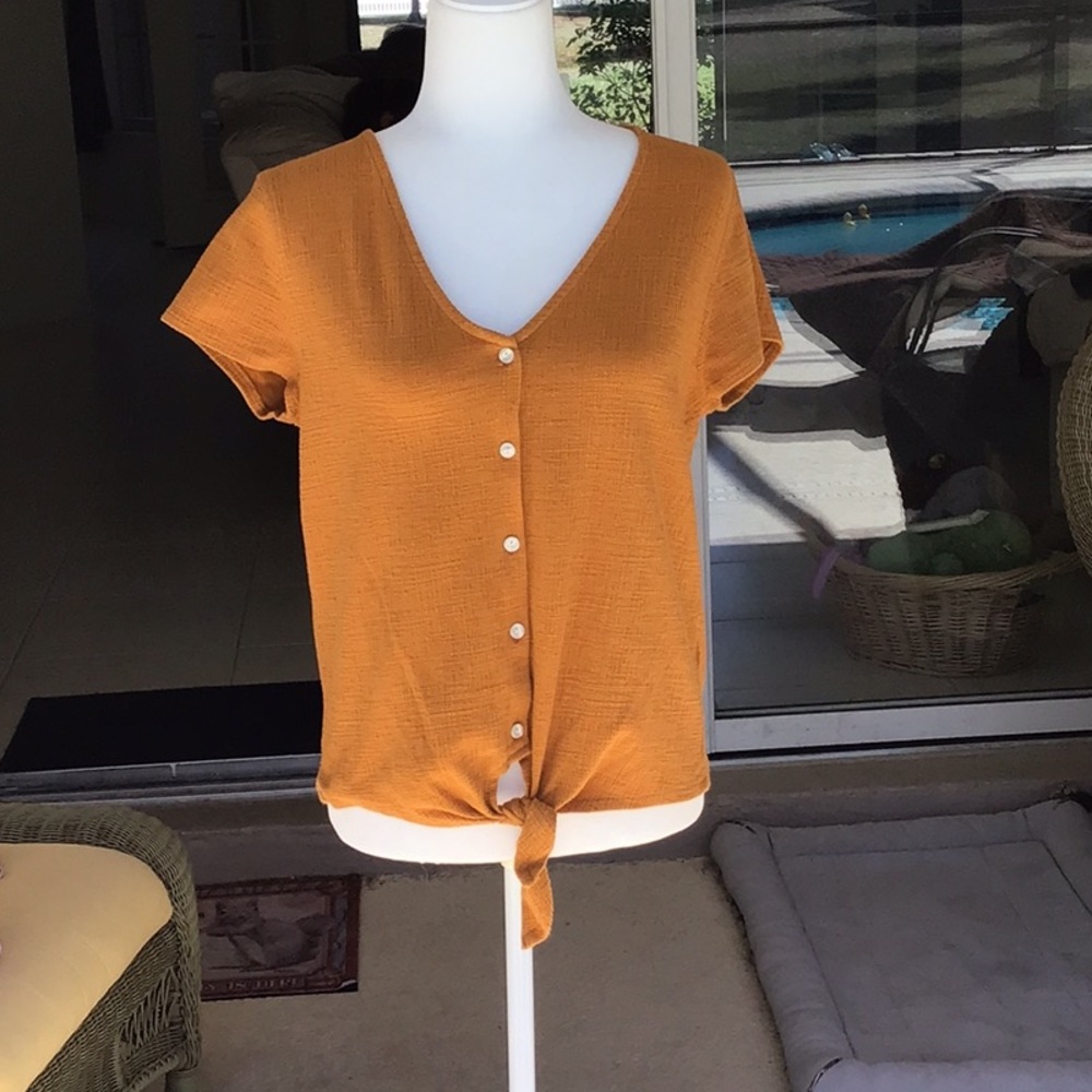 J. Crew mustard yellow tie top